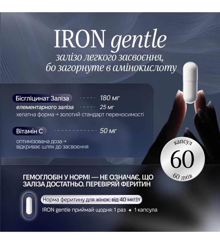 IRON gentle — лагідне залізо (бісгліцинат)