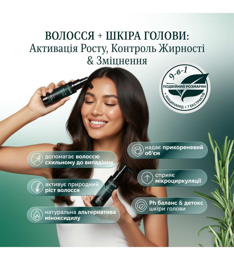 Hi-GROW — тонік-активатор росту волосся з розмарином